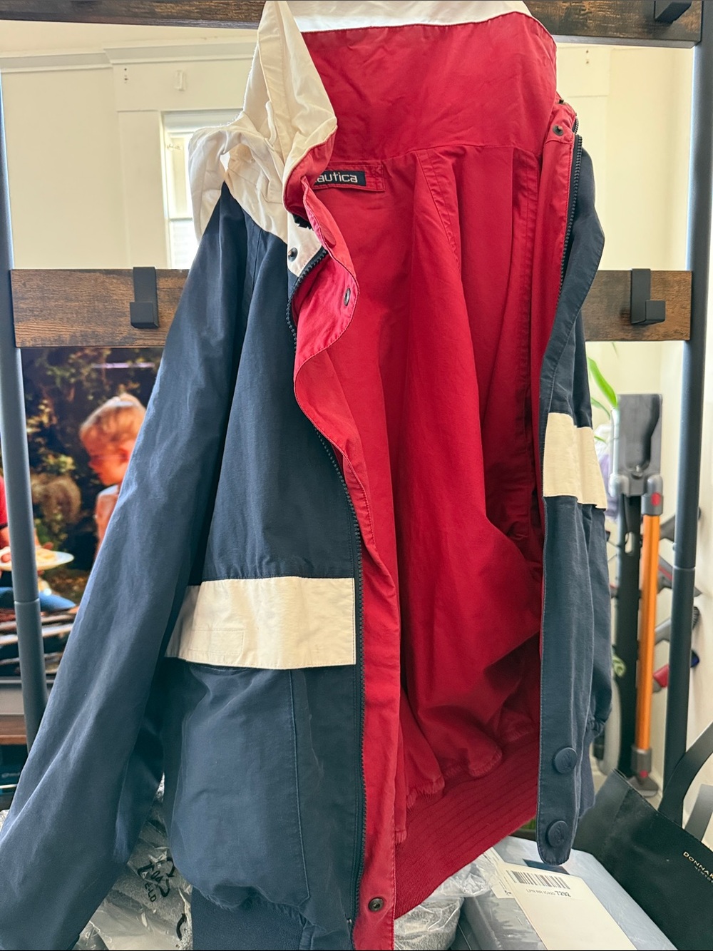 Nautica Navy, Red & White Colorblock Windbreaker